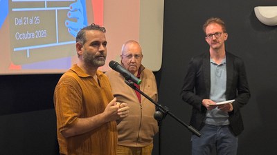 El regidor Xavi Blanco, durant la cloenda del Som Cinema.
