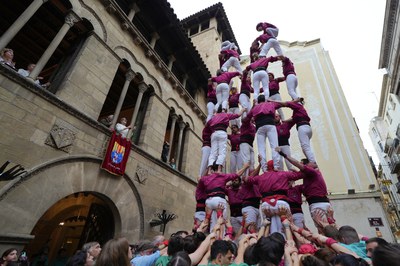 L'espectacular 7 de 7 dels Castellers de Lleida, avui a la plaça Paeria.