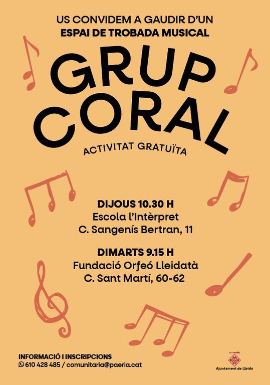 Cartell de l'activitat que impulsa la Paeria amb l'Escola Intèrpret i la Fundació Orfeó Lleidatà.