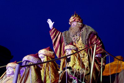 El Rei Gaspar, a la Comitiva Reial que ha recorregut els carrers de la ciutat..