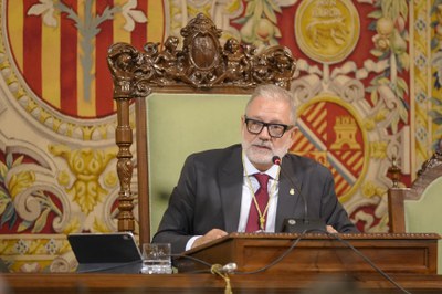 Un moment de la intervenció del paer en cap.