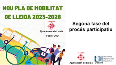 L’Ajuntament de Lleida inicia la segona fase del procés participatiu per a l’elaboració del Pla de Mobilitat Urbana Sostenible de Lleida.
