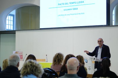 L'alcalde, Miquel Pueyo, ha participat en la sessió de balanç sobre el Pacte del Temps a Lleida