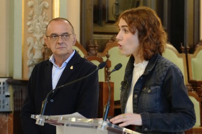 L'alcalde i la consellera han atès els mitjans de comunicació.