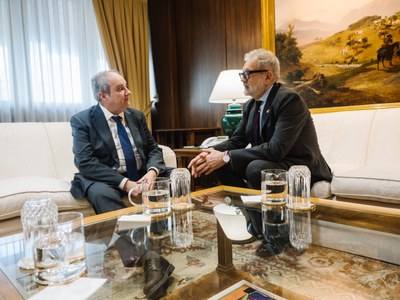 Un moment de la trobada entre Larrosa i Hereu.