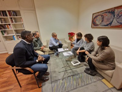 Imatge de la reunió que s'ha mantingut avui, a Paeria.