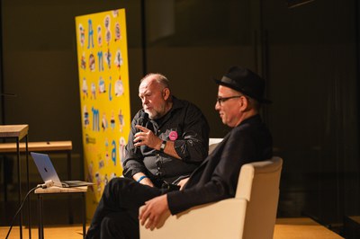 Andreas Hykade i Paul Wells dialoguen amb el públic a la Sala Leandre Cristòfol.