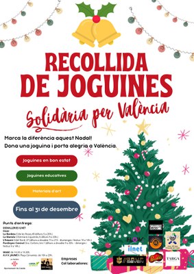 Cartell de la campanya "Marca la diferència aquest Nadal! Dona una joguina i porta alegria a València”.