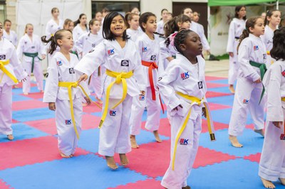 Durant tot el matí i en el marc del Tour Universo Mujer, a la plaça Sant Joan s'hi han pogut veure exhibicions de karate, gimnàstica i taekwondo.