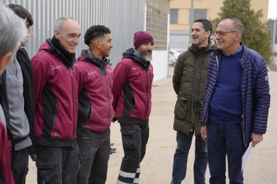 Pueyo ha saludat als membres de la brigada Lleida Ciutat Amable que han condicionat el Parc.