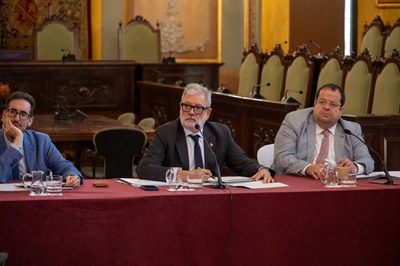 L'alcalde i el conseller Elena, avui a la reunió de la Junta.