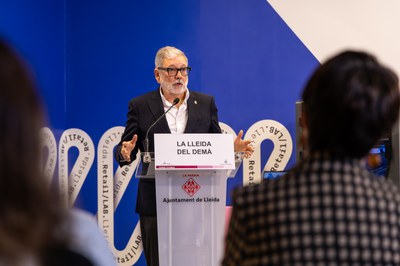 El paer en cap, Fèlix Larrosa, durant la seva intervenció en la trobada anual amb els periodistes.