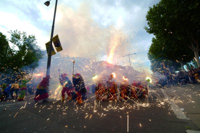 Tradicional Correfoc, en el marc de la Festa Major de Lleida..