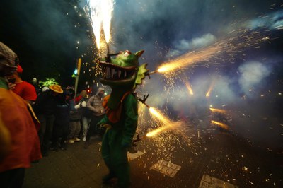 Els Diables de Lleida, els Dimonis dels Trons, el Drac Carrincló i els Marraquets, al Correfoc d'aquest dissabte a la nit..