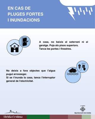 La Paeria activa el pla municipal de protecció civil per l’episodi de pluges intenses previst aquesta tarda.
