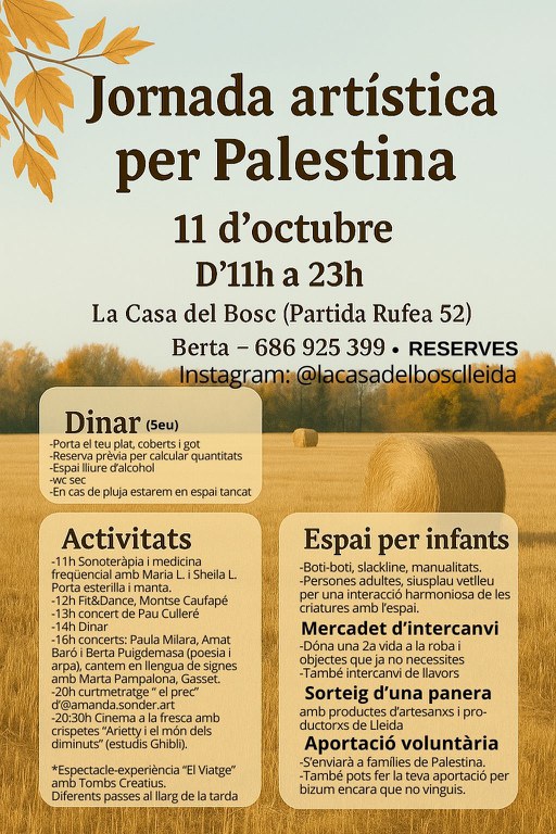 Jornada artística i solidària, aquest dissabte, a La Casa del Bosc.