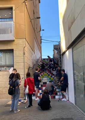 El projecte Pintem el Centre Històric ha actuat, en anteriors edicions, a les escales de la plaça de l'Ereta (imatge d'arxiu)..