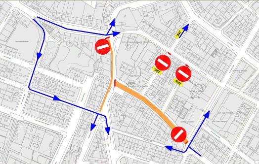 Plànol amb desviaments de trànsit