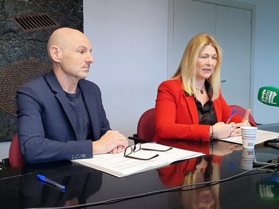 Un moment de la roda de premsa d'aquest matí.