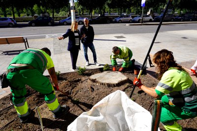 Un moment de la visita de la tinenta d'alcalde.