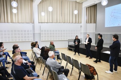 La presentació del projecte del nou col·lector s'ha fet al Centre Cívic de Raimat.