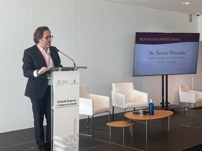 El director tècnic de la Fundació de les Arts de Lleida durant l'obertura de la Trobada Empresa i Cultura de Lleida.