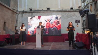 El regidor de Festes, Xavi Blanco, durant el seu parlament.