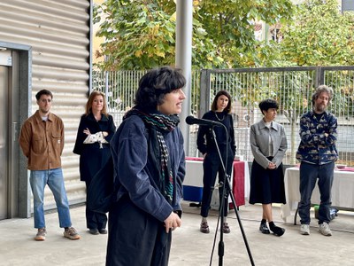 Josune Urrutia, durant la inauguració.