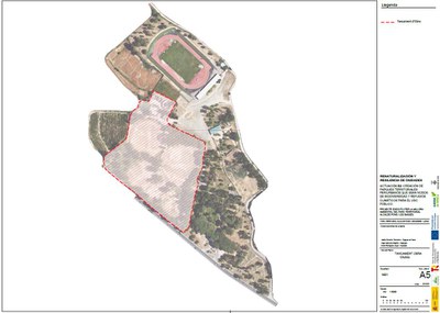 Plànol que indica el tancament de l'obra que s'està fent al Parc de Les Basses..