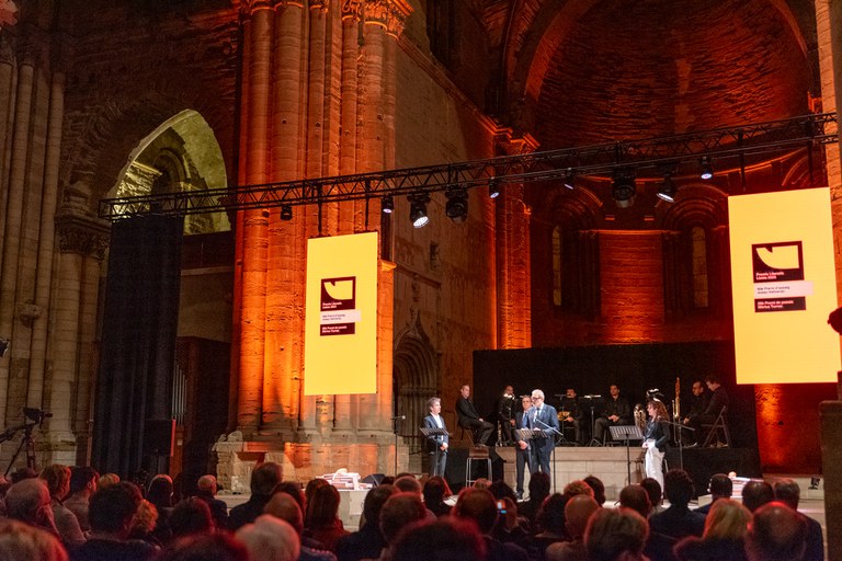Intervenció del paer en cap, Fèlix Larrosa, en la Nit Literària, celebrada aquest divendres a la Seu Vella.