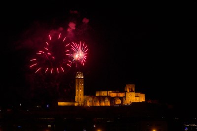 Els focs artificials, amb la Seu Vella de fons..
