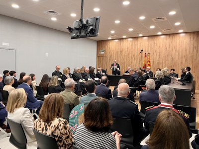 El nou president de l'Audiència Provincial, Albert Guilanyà, durant la presa de possessió.
