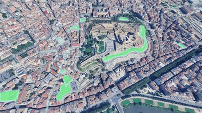 Plànol amb les actuacions previstes al Pla de Barris marcades.