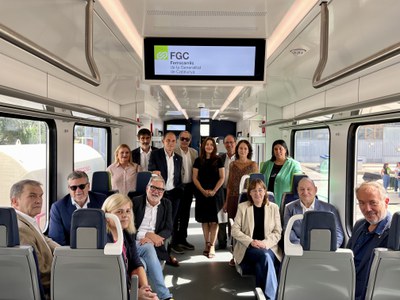 L’alcalde, Fèlix Larrosa, la tinenta d'alcalde, Cristina Morón, la consellera de Territori, Habitatge i Transició Ecològica, Sílvia Paneque, el presi….