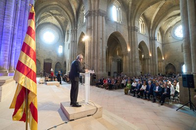La Nau Central de la Seu Vella ha acollit l’acte unitari de commemoració de la Diada Nacional de Catalunya a Lleida.