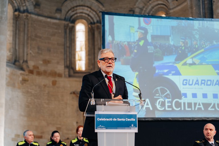 L'alcalde, Fèlix Larrosa, durant el seu parlament