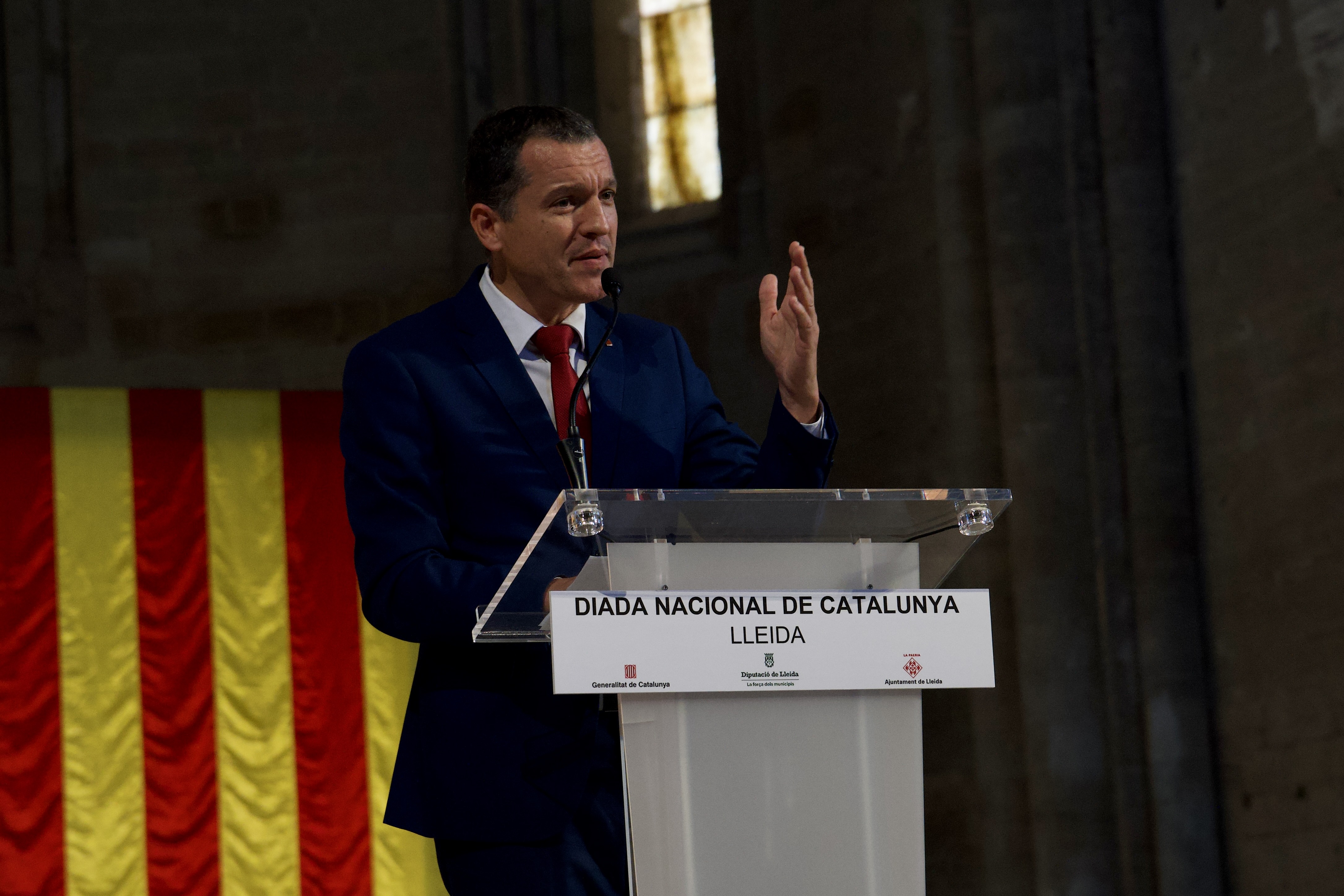 El conseller d’Agricultura, Ramaderia, Pesca i Alimentació de la Generalitat, Òscar Ordeig, durant el seu parlament