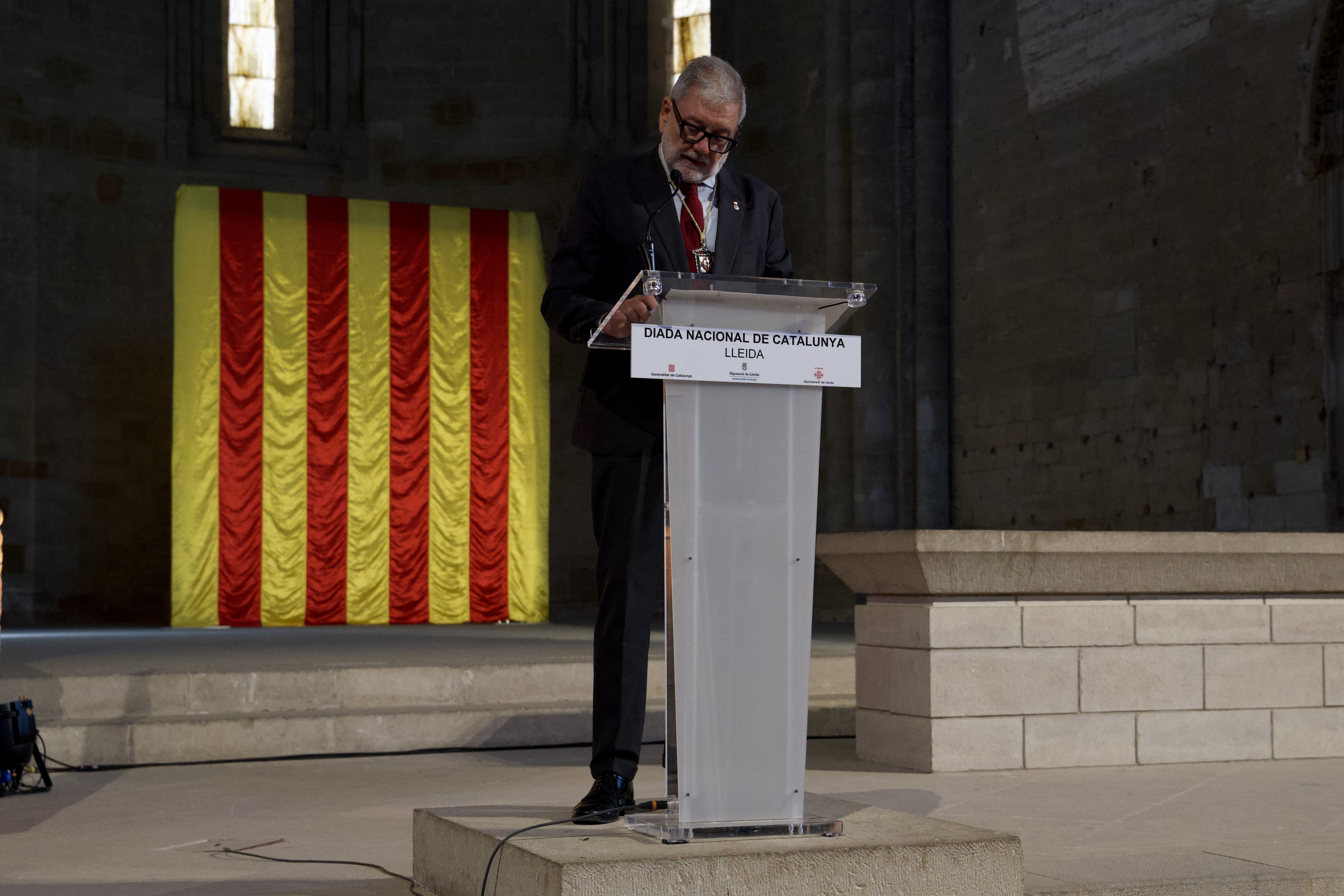 L'alcalde, Fèlix Larrosa, durant el seu parlament