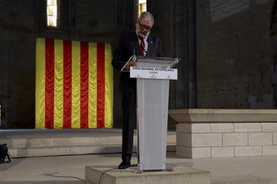 L'alcalde, Fèlix Larrosa, durant el seu parlament.