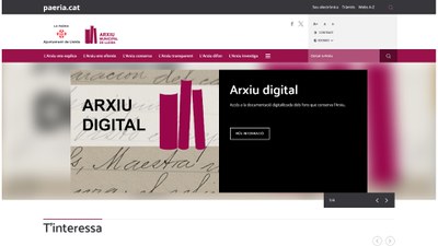 Imatge de la portada de la nova pàgina web de l'Arxiu Municipal..