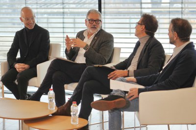 El paer en cap, Fèlix Larrosa, i el regidor Xavi Blanco, han participat en la presentació del programa del Tour del Talent a Lleida..