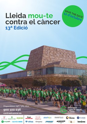 Cartell de la caminada de diumenge "Lleida, mou-te contra el càncer"..