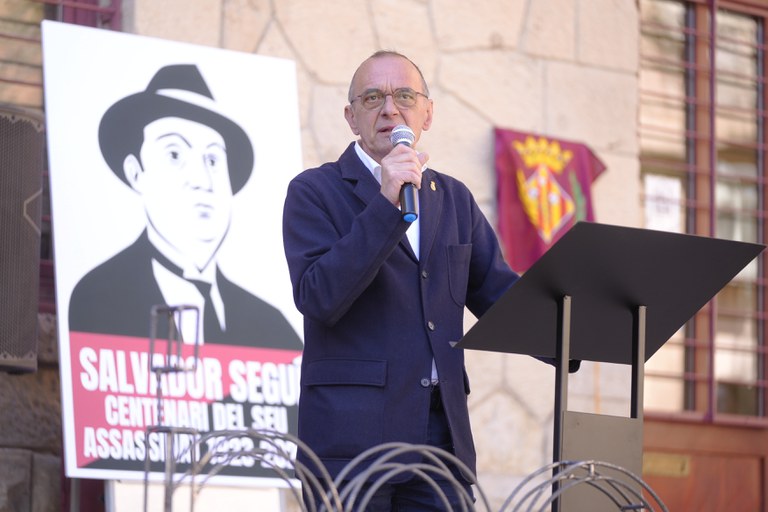 L'alcalde Miquel Pueyo ha presidit l'acte commemoratiu del centenari de la mort de Salvador Seguí.