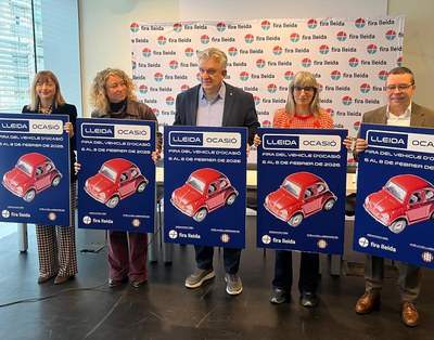 Representants de Fira de Lleida i de Lleida Ocasió, en la roda de premsa que s'ha realitzat a La Llotja..