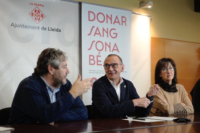 Sánchez, Pueyo i Pifarré, aquest matí han presentat la Marató de Donants
