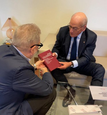 Fèlix Larrossa i Carles Vilarrubí, aquest matí, a la Paeria..