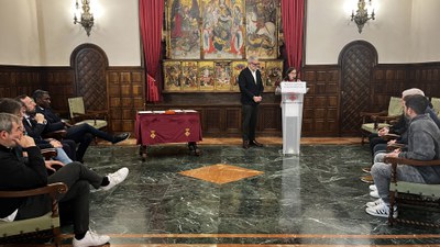 La signatura entre la Paeria i l'Handbol Lleida s'ha fet aquest dimarts al Saló del Retaule..