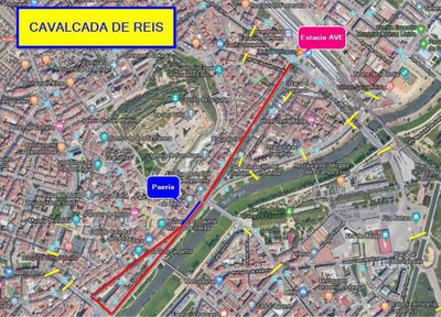 Imatge del recorregut de la Cavalcada de Reis 2023.