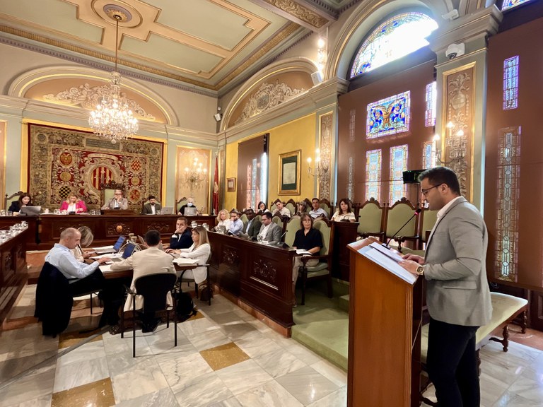 L'alcalde pedani de Raimat, Ivan Fernàndez, durant la seva intervenció al Ple
