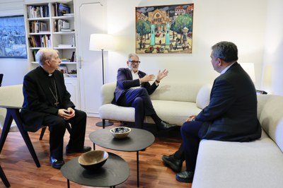 A la trobada entre Larrosa i Palau Valero també hi ha assistit l'administrador apostòlic del Bisbat de Lleida, Salvador Giménez Valls.